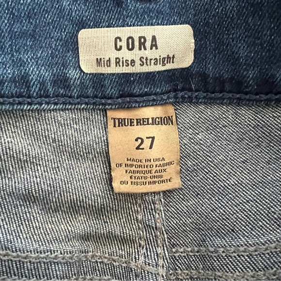 True Religion Patchwork Cora Mid Rise Straight-Size 27 - Picture 6 of 12